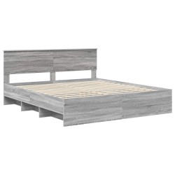 Cadre de lit Gris Sonoma 200 x 200 cm Bois d'ingénierie 541374541374
