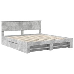 Cadre de lit Gris béton 200 x 200 cm Bois d'ingénierie 541377541377