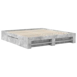 Cadre de lit Gris béton 200 x 200 cm Bois d'ingénierie 541377541377