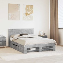 Cadre de lit Gris béton 160 x 200 cm Bois d'ingénierie 541381541381