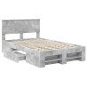 Cadre de lit Gris béton 137 x 203 cm Bois d'ingénierie 541386541386