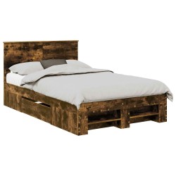 Cadre de lit Chêne fumé 137 x 203 cm Bois d'ingénierie 541387541387