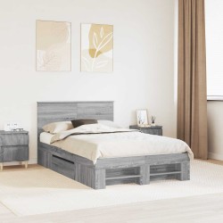 Cadre de lit Gris Sonoma 137 x 203 cm Bois d'ingénierie 541389541389