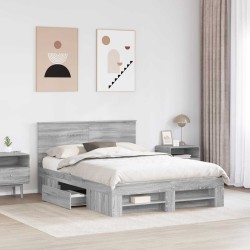 Cadre de lit Gris Sonoma 150 x 200 cm Bois d'ingénierie 541398541398