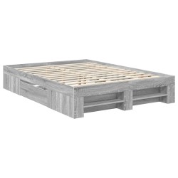 Cadre de lit Gris Sonoma 150 x 200 cm Bois d'ingénierie 541398541398