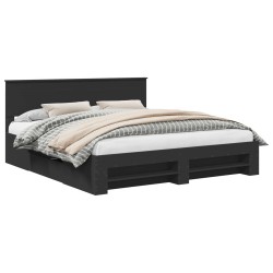 Cadre de lit Noir 200 x 200 cm Bois d'ingénierie 541416541416