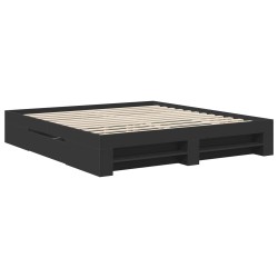 Cadre de lit Noir 200 x 200 cm Bois d'ingénierie 541416541416