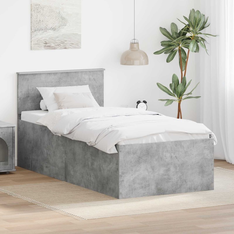 Cadre de lit Gris béton 120 x 200 cm Bois d'ingénierie 541421541421