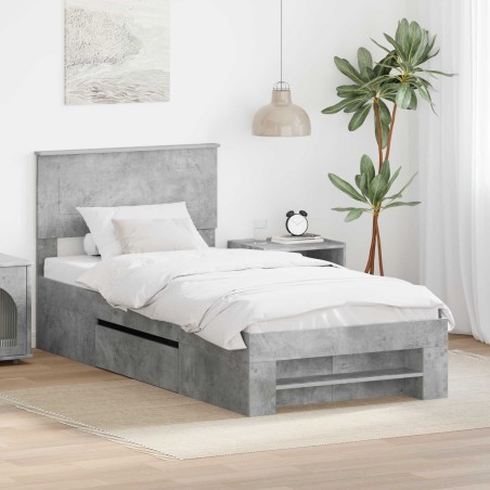 Cadre de lit Gris béton 90 x 200 cm Bois d'ingénierie 541437541437