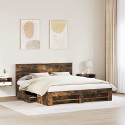 Cadre de lit Chêne fumé 200 x 200 cm Bois d'ingénierie 541438541438