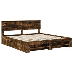 Cadre de lit Chêne fumé 200 x 200 cm Bois d'ingénierie 541438541438