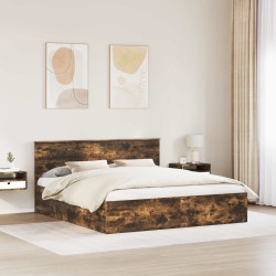 Cadre de lit Chêne fumé 200 x 200 cm Bois d'ingénierie 541455541455