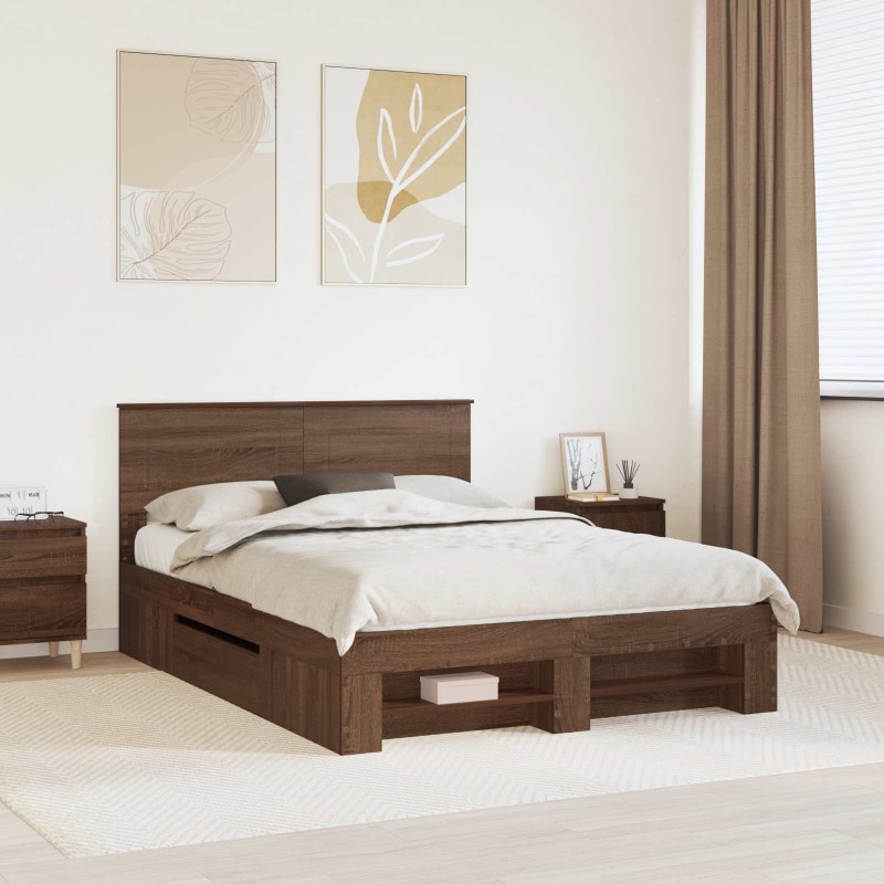 Cadre de lit Chêne brun 140 x 200 cm Bois d'ingénierie 541480541480