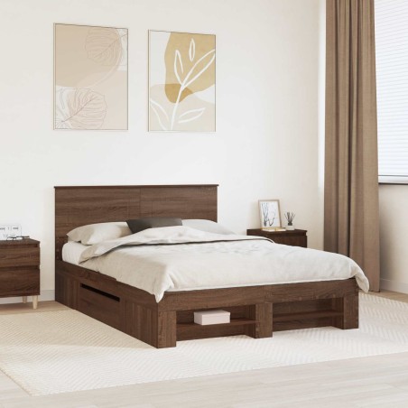 Cadre de lit Chêne brun 140 x 200 cm Bois d'ingénierie 541480541480