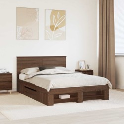 Cadre de lit Chêne brun 140 x 200 cm Bois d'ingénierie 541539541539