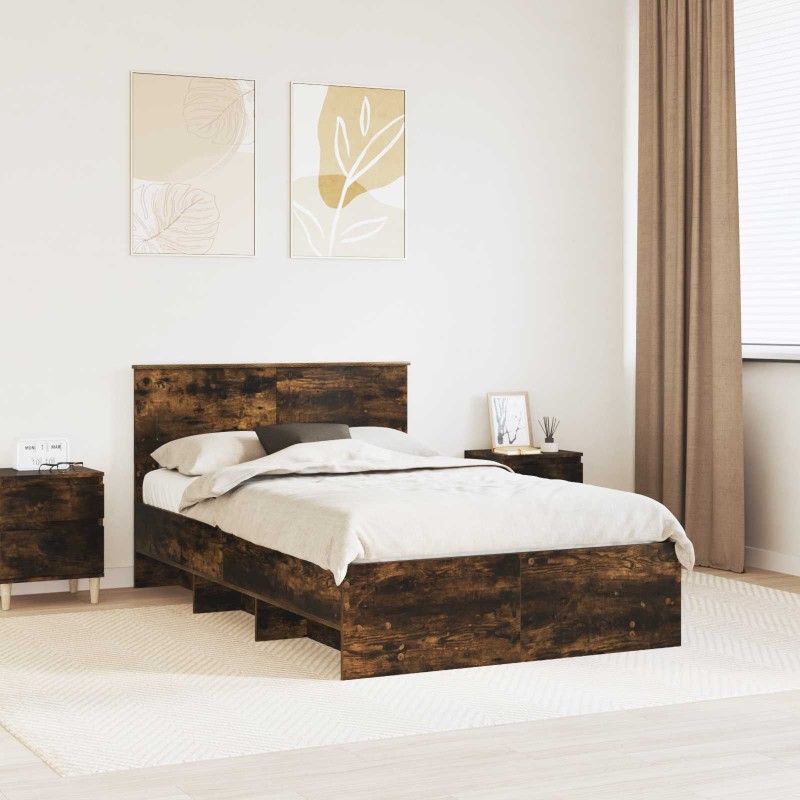 Cadre de lit Chêne fumé 137 x 203 cm Bois d'ingénierie 541632541632