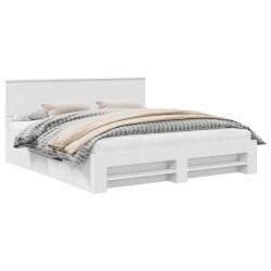 Cadre de lit Blanc 200 x 200 cm Bois d'ingénierie 541729541729