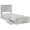 Cadre de lit avec tiroir Gris béton 75 x 190 cm Bois Ingénierie 541764541764