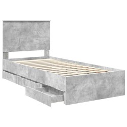 Cadre de lit Gris béton 100 x 200 cm Bois Ingénierie 541772541772