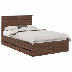 Cadre de lit Chêne brun 135 x 190 cm Bois Ingénierie 541779541779