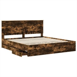 Cadre de lit Chêne fumé 200 x 200 cm Bois Ingénierie 541792541792