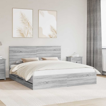 Cadre de lit Gris Sonoma 200 x 200 cm Bois Ingénierie 541793541793