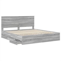 Cadre de lit Gris Sonoma 200 x 200 cm Bois Ingénierie 541793541793