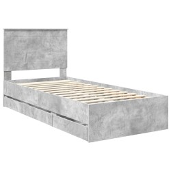 Cadre de lit avec tiroir Gris béton 90 x 190 cm Bois Ingénierie 541800541800