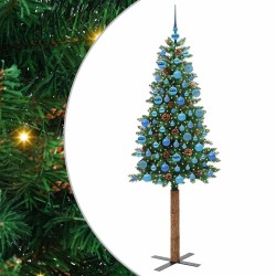 Sapin de Noël mince Vert 180 cm PVC et bois de pin massif 541811541811