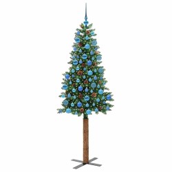 Sapin de Noël mince Vert 180 cm PVC et bois de pin massif 541811541811