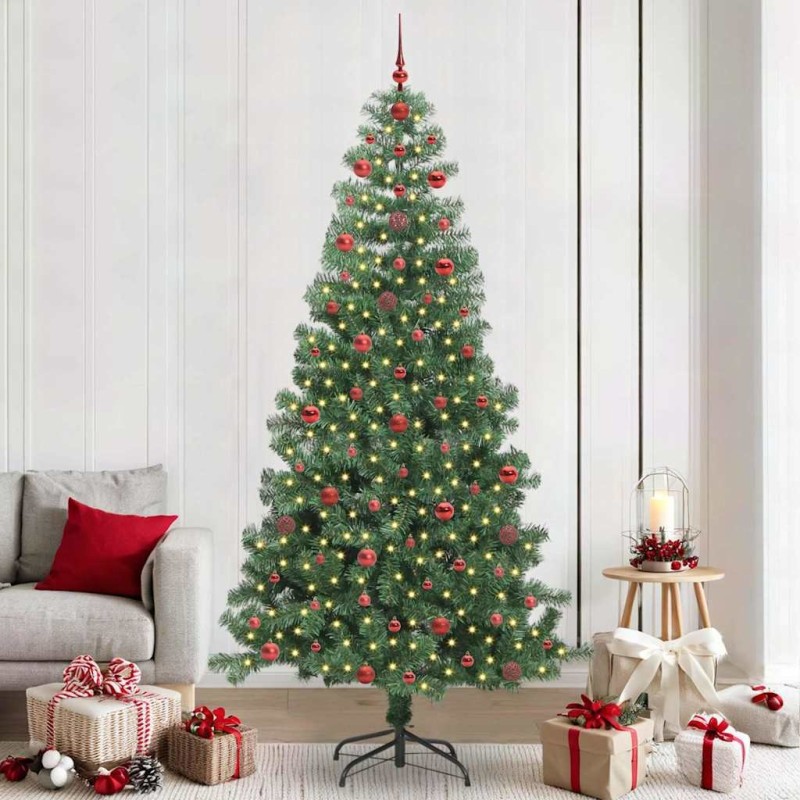 Sapin de Noël avec 300 LED avec support Vert 240 cm PVC 541843541843