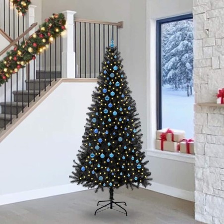 Sapin de Noël avec 300 LED avec support Noir 240 cm PVC 541912541912