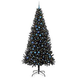 Sapin de Noël avec 300 LED avec support Noir 240 cm PVC 541912541912