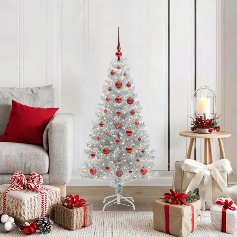 Sapin de Noël avec 150 LED avec support Argent 120 cm PET 541913541913