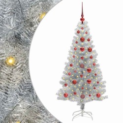 Sapin de Noël avec 150 LED avec support Argent 120 cm PET 541913541913