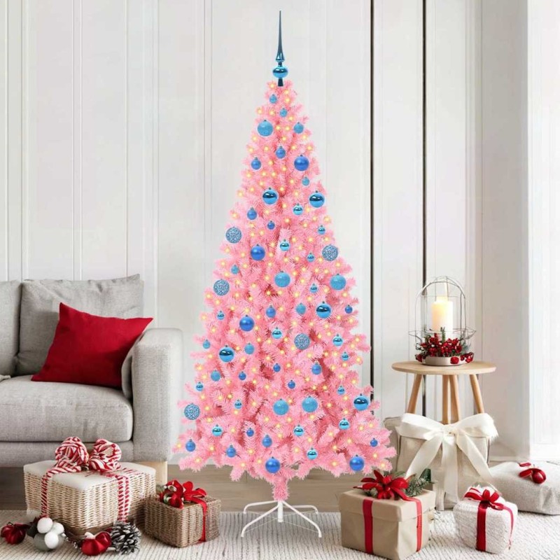 Sapin de Noël avec 300 LED avec support Rose 180 cm PVC 541928541928