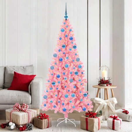 Sapin de Noël avec 300 LED avec support Rose 180 cm PVC 541928541928