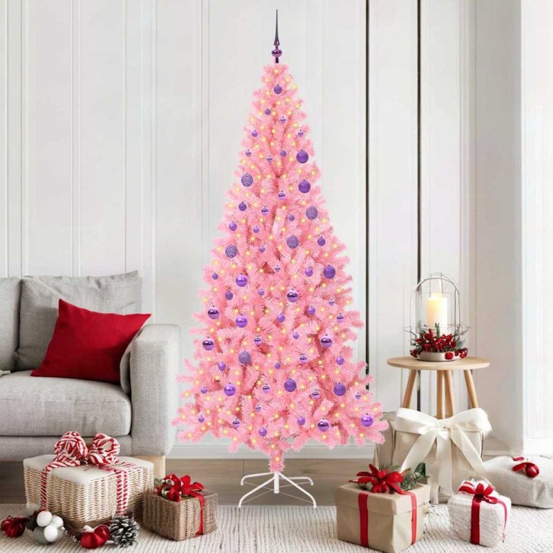 Sapin de Noël avec 300 LED avec support Rose 180 cm PVC 541930541930