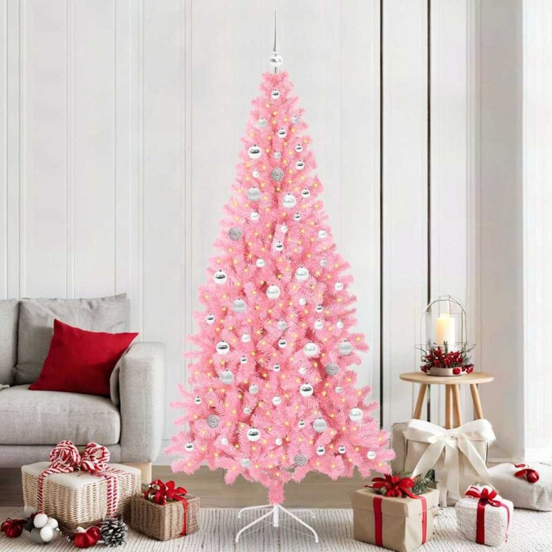 Sapin de Noël avec 300 LED avec support Rose 210 cm PVC 541932541932