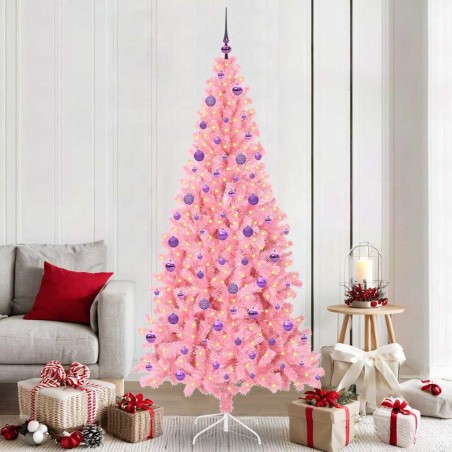 Sapin de Noël avec 300 LED avec support Rose 210 cm PVC 541933541933