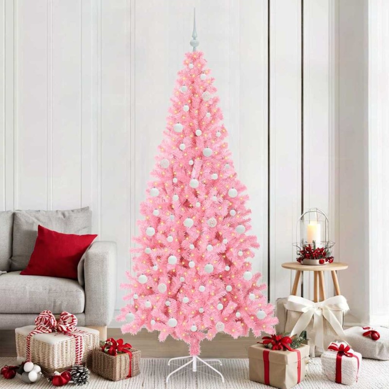 Sapin de Noël avec 300 LED avec support Rose 210 cm PVC 541934541934