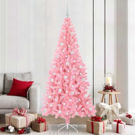 Sapin de Noël avec 300 LED avec support Rose 210 cm PVC 541934541934