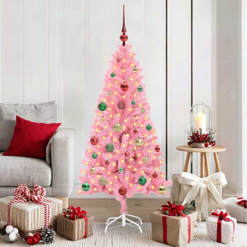 Sapin de Noël avec 150 LED avec support Rose 150 cm PVC 541937541937