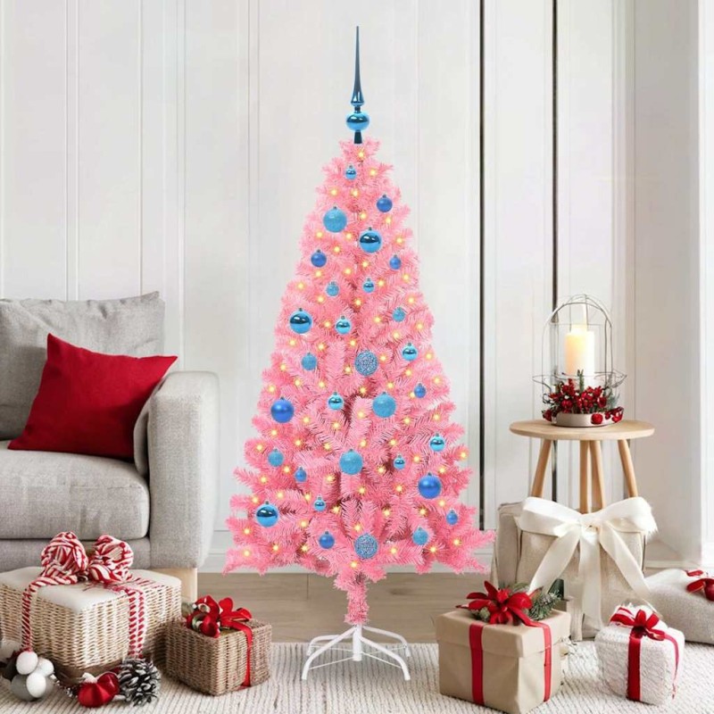 Sapin de Noël avec 150 LED avec support Rose 150 cm PVC 541940541940