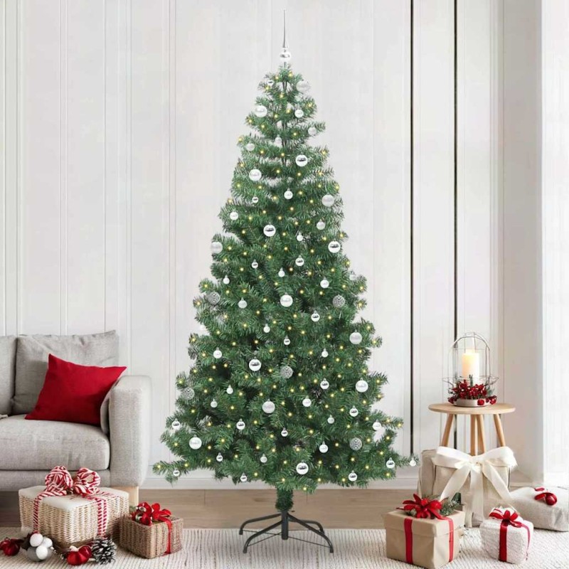 Sapin de Noël avec 300 LED avec support Vert 240 cm PVC 541942541942