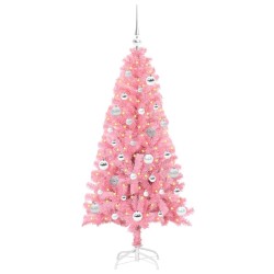 Sapin de Noël avec 150 LED avec support Rose 150 cm PVC 541944541944