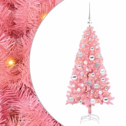 Sapin de Noël avec 150 LED avec support Rose 120 cm PVC 541945541945