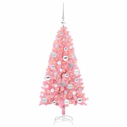 Sapin de Noël avec 150 LED avec support Rose 120 cm PVC 541945541945