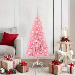 Sapin de Noël avec 150 LED avec support Rose 120 cm PVC 541946541946
