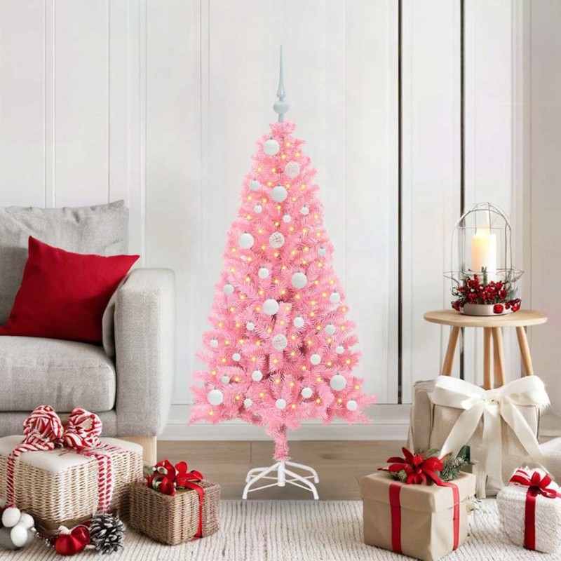 Sapin de Noël avec 150 LED avec support Rose 120 cm PVC 541946541946